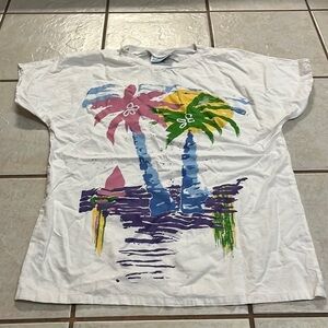 Village Fair Vintage SZ Large Women Shirt Palm Trees